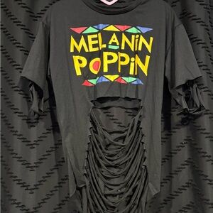 Black Graphic Cut-Out Women Top